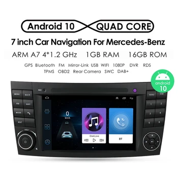 Для Mercedes Benz W211 2002-2009 Четырехъядерный автомобильный медиаплеер Android 10, радио, GPS, Wi-Fi, Bluetooth, управление рулевым колесом