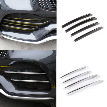 Автомобильные полосы передних противотуманных фар, накладка на решетку воздухозаборника, наклейка ABS для Mercedes Benz GLC Class X253 2020-21 Аксессуар