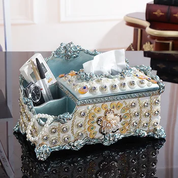 Американская роскошная инкрустированная бриллиантами бытовая коробка для салфеток многофункциональная картонная креативная коробка для хранения в гостиной украшения чайного стола