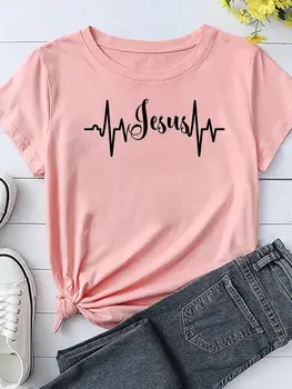 Faith Heartbeat Trend, милая летняя футболка, женская одежда с принтом, модные повседневные футболки с героями мультфильмов, футболка с графическим рисунком.