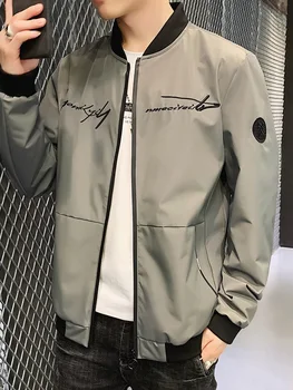 Высококачественная мужская куртка с вышивкой алфавитом, однотонная повседневная бейсбольная куртка, куртка пилота, мужская модная одежда большого размера