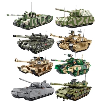 Военные Танки Второй Мировой войны Leopard 2 Merkava MK4 Panzer Mouse T28 Тяжелый Танк Строительные Блоки Армейские Технические Кирпичи Детские Игрушки