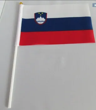 14 * 21 см Размахивающий флаг Словении с ручным сигналом, маленькие флажки-баннеры