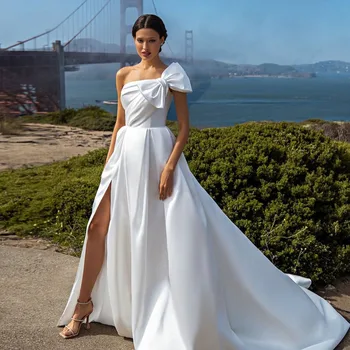 Страна Msikoods 2023, свадебные платья со съемной многоярусной юбкой, атласные свадебные платья с разрезным бантом, свадебные платья vestido de noiva