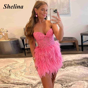 Шикарные коктейльные платья Shelina с аппликацией в виде сердца, модные вечерние платья с открытой спиной, вечерние халаты по индивидуальному заказу