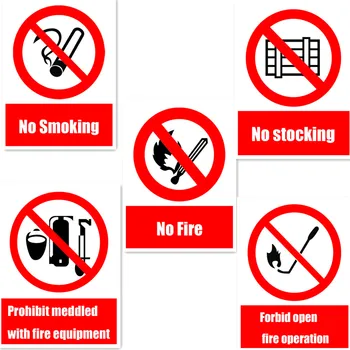 Предупреждающий Знак Безопасности Самоклеящиеся Наклейки No Smoking 15x20cm Для Школ, Отелей, Торгового Центра Виниловая Наклейка No Fire