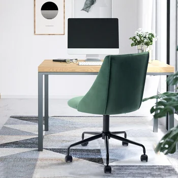 Рабочее кресло с бархатной обивкой/ кресло для домашнего офиса - Зеленый С зеленой обивкой [со склада в США]
