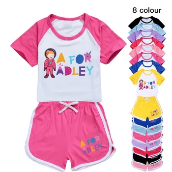 A ДЛЯ детской одежды ADLEY, Летняя футболка для маленьких девочек, комплект со штанами, повседневные короткие топы для мальчиков, костюм для малышей, детская пижама, одежда
