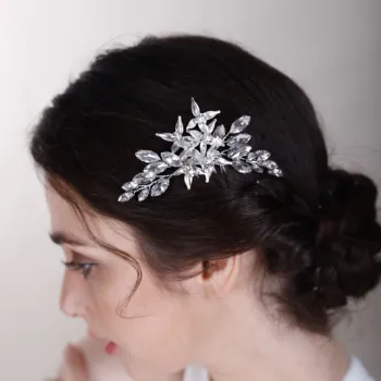 Винтажные свадебные аксессуары для волос с металлическим цветочным гребнем Rhine-diamond 3 цвета для подарка на годовщину помолвки, вечеринки, свадьбы