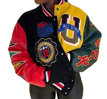 женская куртка y2k 2023, европейская и американская бейсбольная форма, модный тренд в стиле хип-хоп