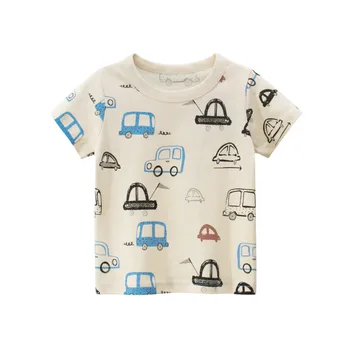 Хлопковая футболка для мальчиков от 2 до 8 лет, одежда для малышей, Летний топ, детская футболка с принтом автомобиля, Милые детские футболки, наряды