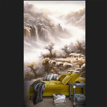 настенная роспись wellyu на заказ цветная резьба мраморный пейзаж китайская живопись фоновые обои для крыльца в горах
