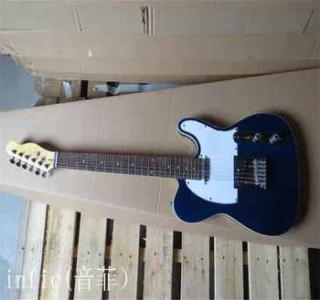 ГОРЯЧО! Теле гитара Высококачественная левая синяя электрогитара Double bread edge в наличии