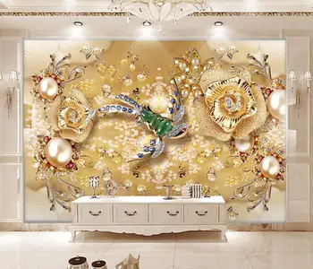 Изготовленные на Заказ Европейские ювелирные изделия алмазная цветочная Фреска Обои 3D Настенная Живопись Гостиная украшение спальни художественное Фотообои