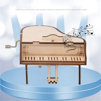 Деревянная музыкальная шкатулка для фортепиано с ручным приводом 