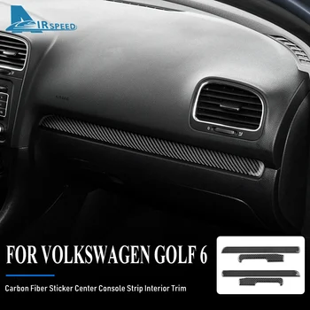 Наклейка Из Настоящего Углеродного Волокна LHD RHD для Volkswagen VW Golf 6 GTI MK6 2008-2013 Аксессуары Полоска Центральной Консоли Внутренняя Отделка