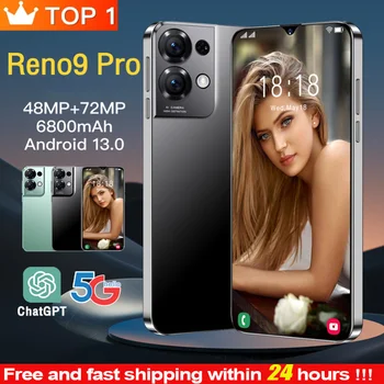 2023 Новый Смартфон Reno9 Pro Глобальной версии 5G Android 6,8 дюймов HD Полноэкранный 16 ГБ + 1 ТБ Мобильные Телефоны С Двумя SIM-картами Сотовый Телефон